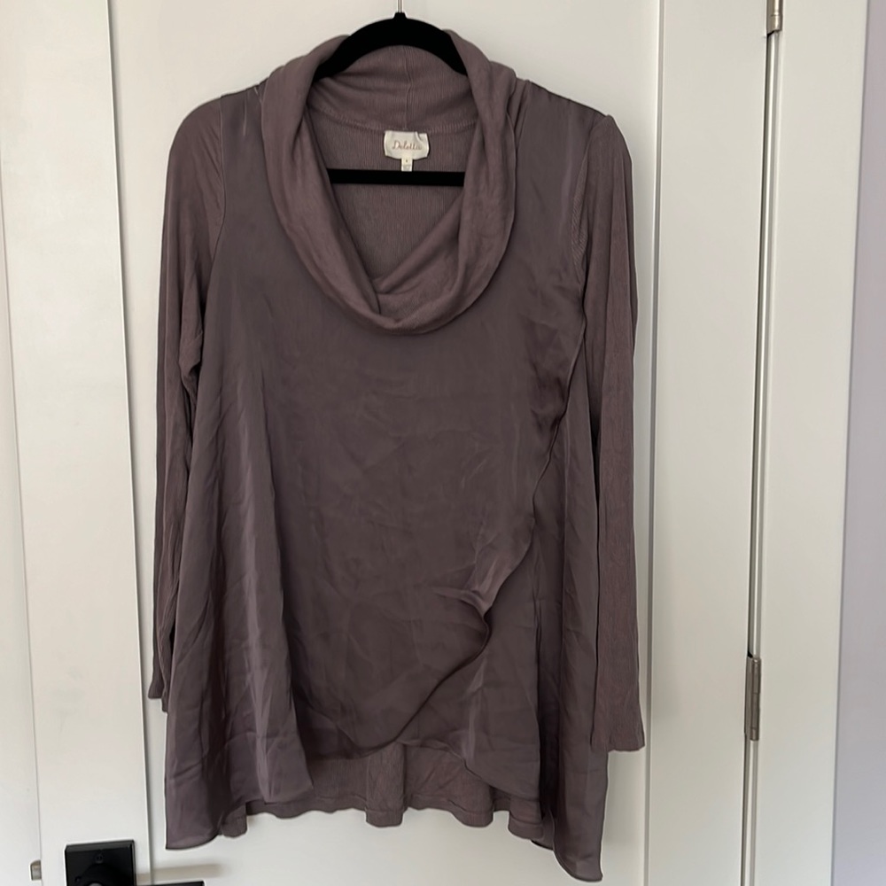 Cozy purple draped-front top
